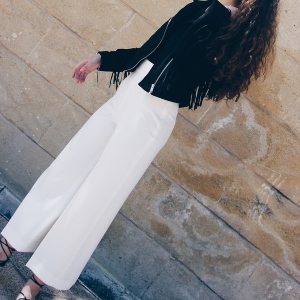 Zara High Waist Wide Leg Culotte Pants Trousers